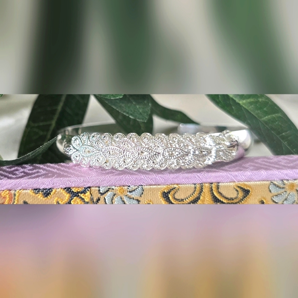 Silver Cuff Peacock Bracelet